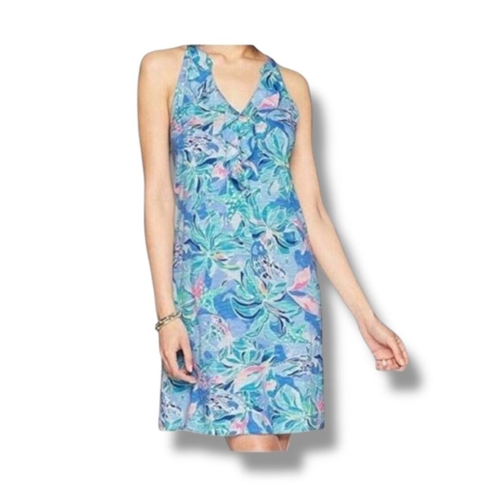 Lilly Pulitzer Women’s Shay Dress Bennet Blue Celestial Seas Playful Beachy XS